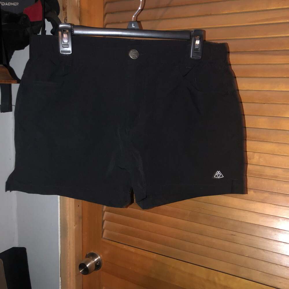 Halmont Black Athletic Shorts with Embroidered Logo, Size Large